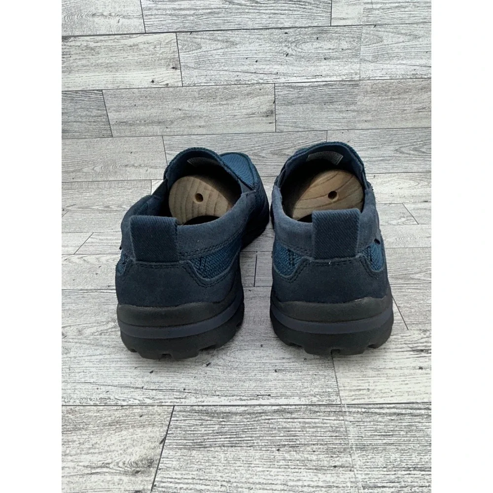 Skechers Relaxed Fit Men Sz 9.5 Navy Blue Leather Textile Slip On Loafers 64365‎